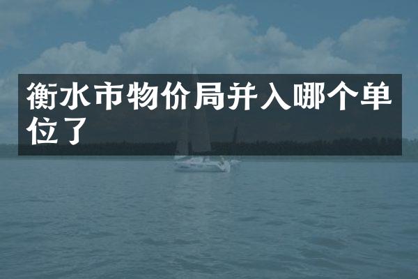 衡水市物价局并入哪个单位了