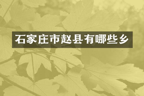 石家庄市赵县有哪些乡