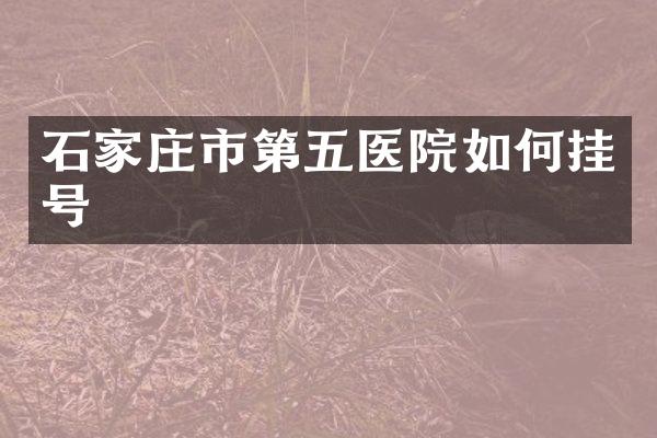 石家庄市第五医院如何挂号