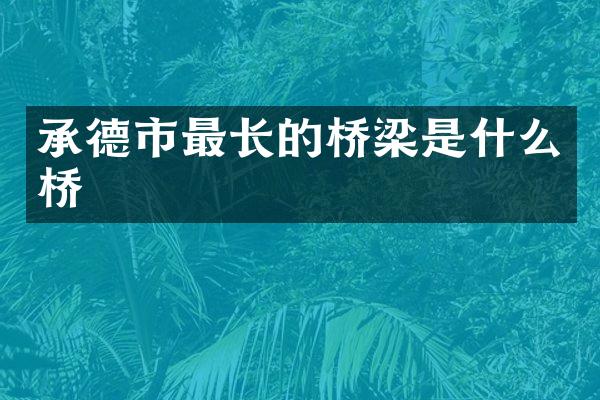 承德市最长的桥梁是什么桥