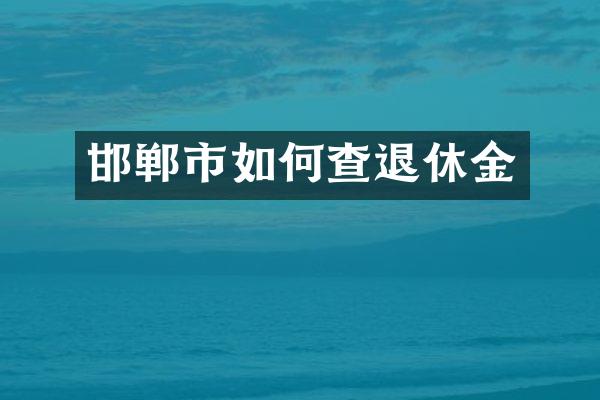 邯郸市如何查退休金