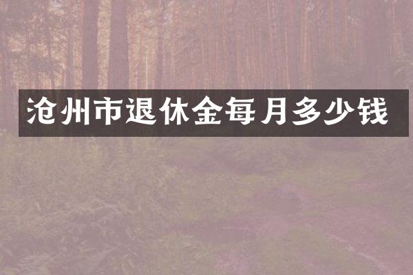 沧州市退休金每月多少钱