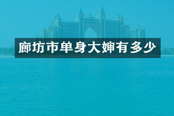 廊坊市单身大婶有多少