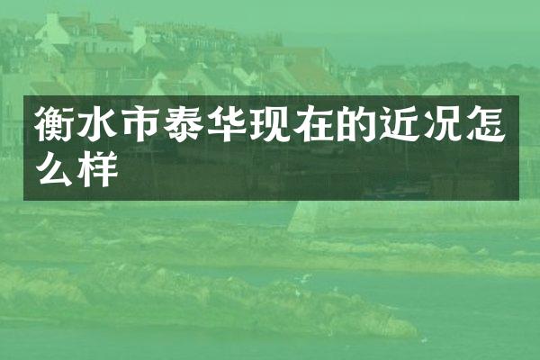 衡水市泰华现在的近况怎么样
