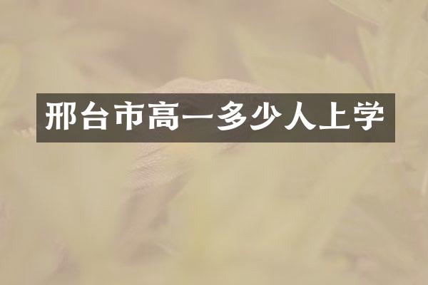 邢台市高一多少人上学
