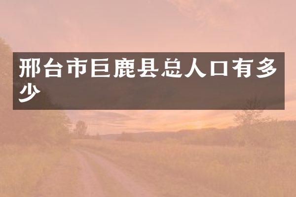 邢台市巨鹿县总人口有多少