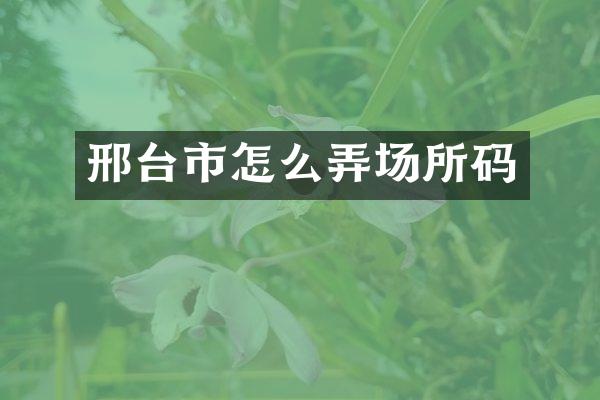 邢台市怎么弄场所码