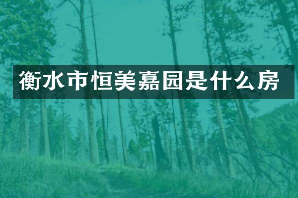 衡水市恒美嘉园是什么房