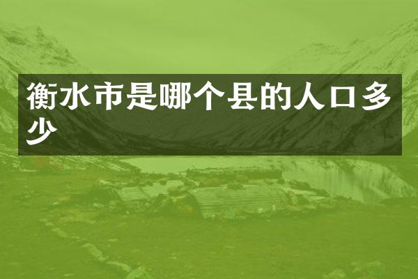 衡水市是哪个县的人口多少