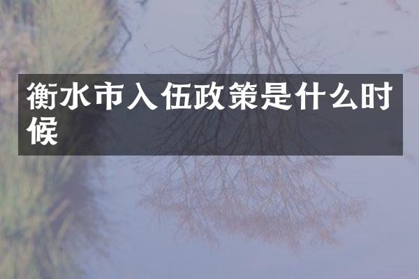衡水市入伍政策是什么时候