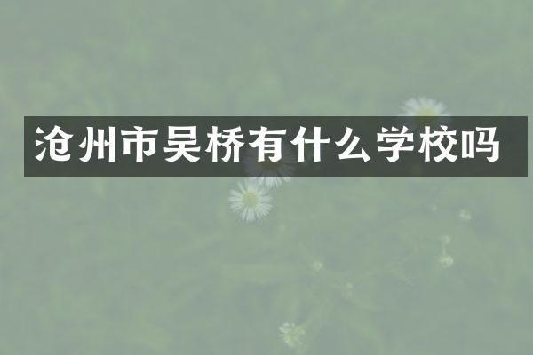 沧州市吴桥有什么学校吗