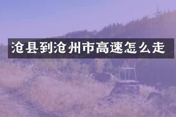 沧县到沧州市高速怎么走