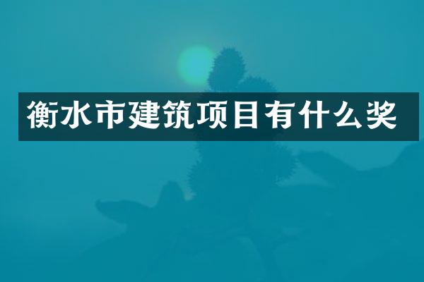 衡水市建筑项目有什么奖