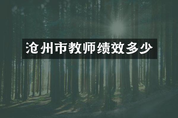 沧州市教师绩效多少