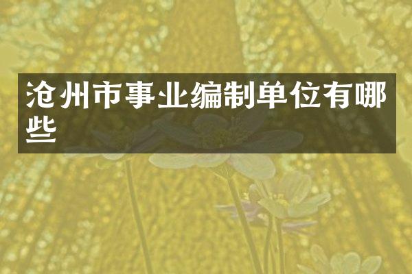 沧州市事业编制单位有哪些