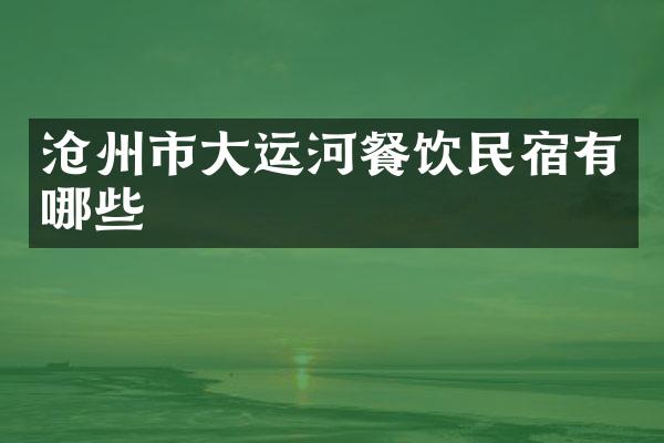 沧州市大运河餐饮民宿有哪些