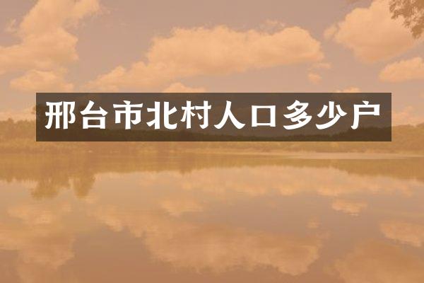 邢台市北村人口多少户