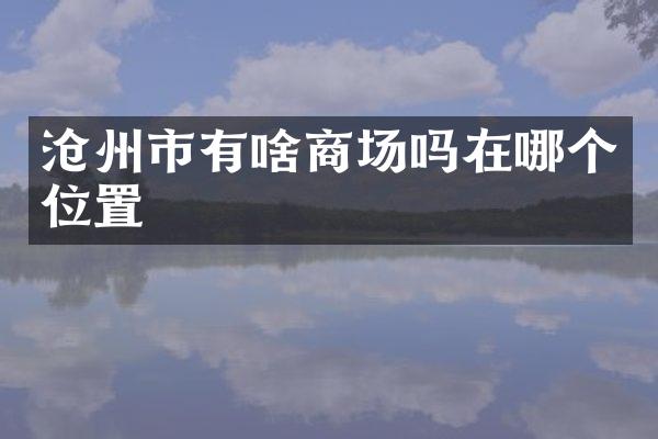 沧州市有啥商场吗在哪个位置