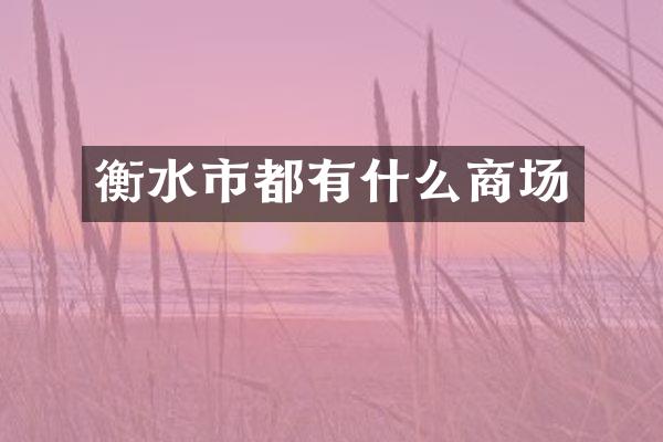 衡水市都有什么商场