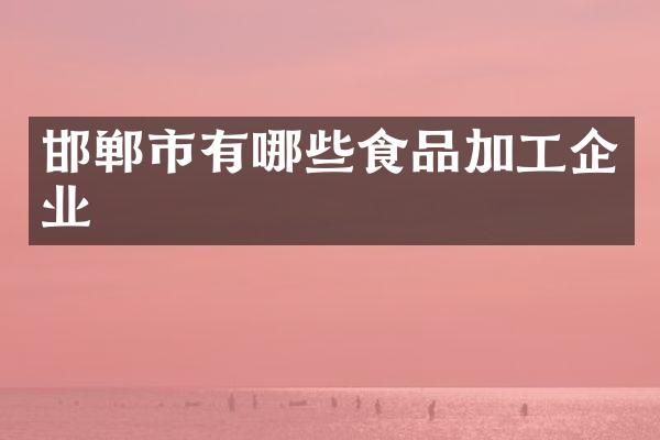 邯郸市有哪些食品加工企业