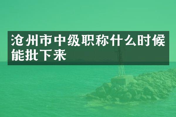 沧州市中级职称什么时候能批下来