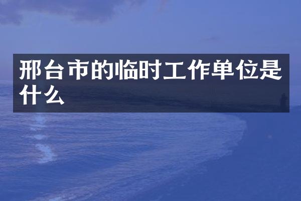 邢台市的临时工作单位是什么