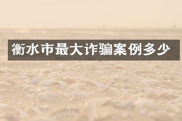 衡水市最大诈骗案例多少
