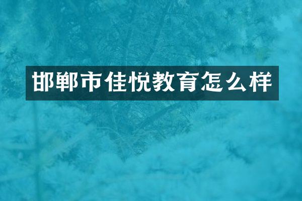 邯郸市佳悦教育怎么样
