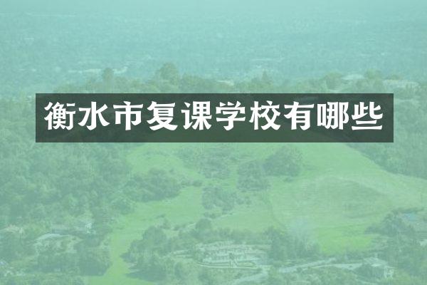衡水市复课学校有哪些