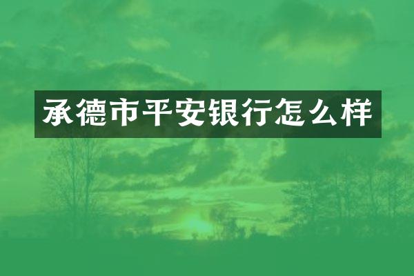 承德市平安银行怎么样