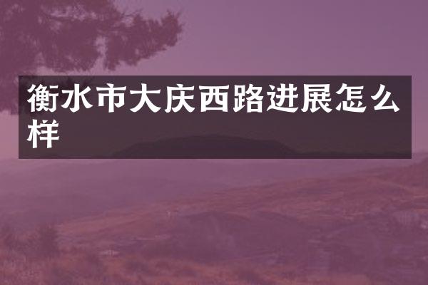 衡水市大庆西路进展怎么样