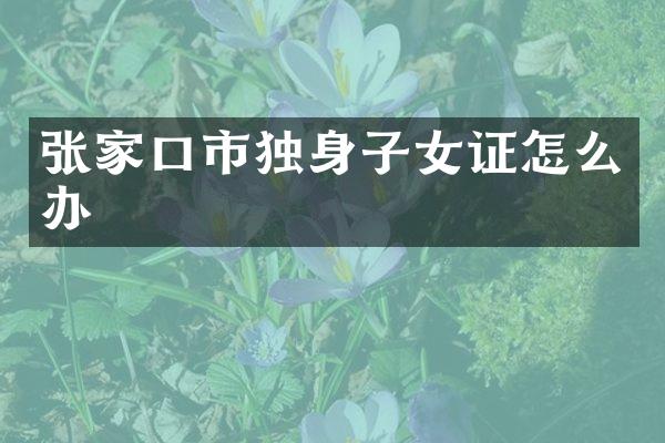 张家口市独身子女证怎么办