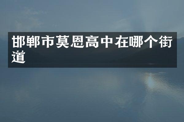 邯郸市莫恩高中在哪个街道