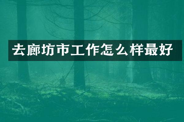 去廊坊市工作怎么样最好