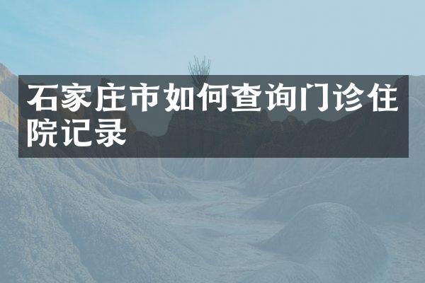 石家庄市如何查询门诊住院记录