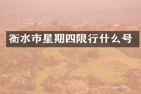 衡水市星期四限行什么号