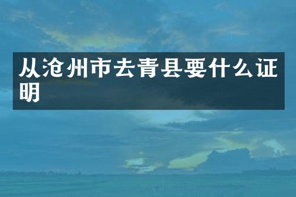 从沧州市去青县要什么证明