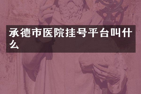 承德市医院挂号平台叫什么