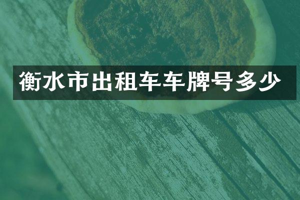 衡水市出租车车牌号多少
