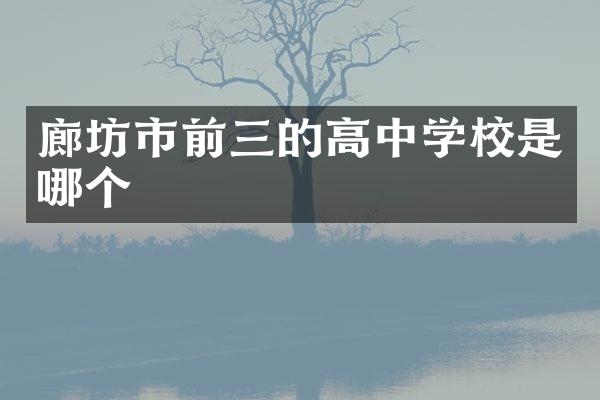 廊坊市前三的高中学校是哪个