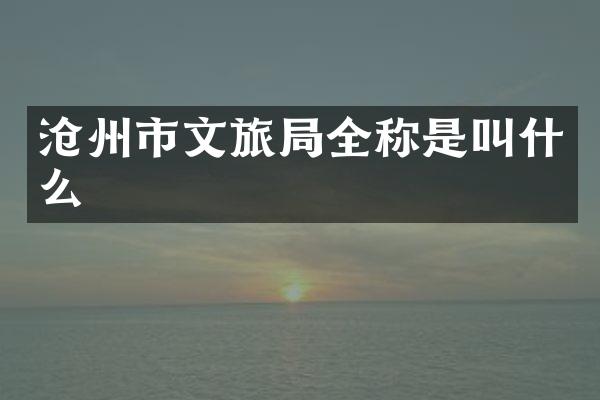 沧州市文旅局全称是叫什么