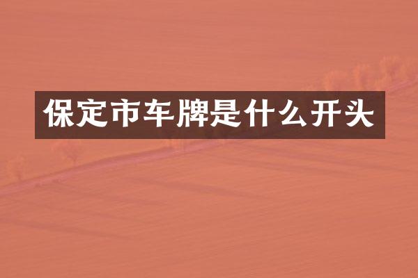 保定市车牌是什么开头