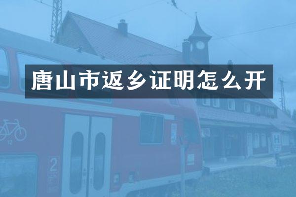 唐山市返乡证明怎么开
