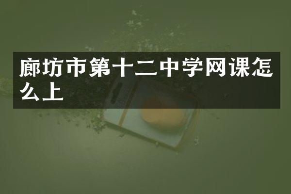 廊坊市第十二中学网课怎么上