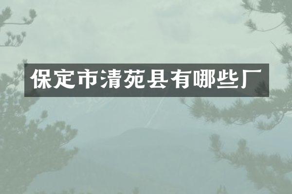 保定市清苑县有哪些厂