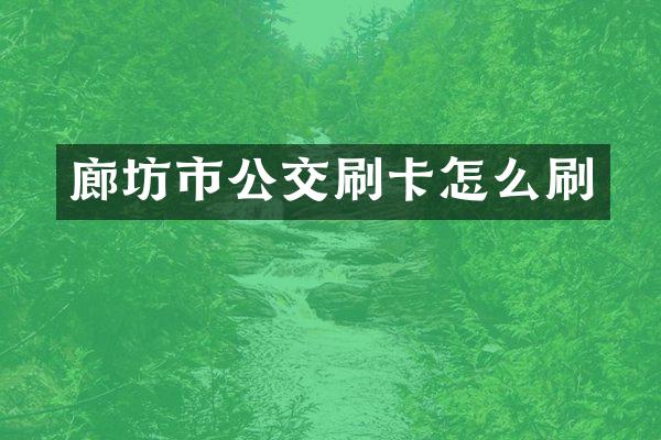 廊坊市公交刷卡怎么刷