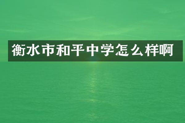 衡水市和平中学怎么样啊
