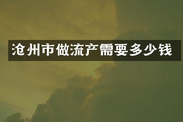 沧州市做流产需要多少钱