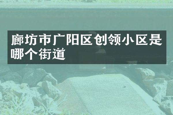 廊坊市广阳区创领小区是哪个街道