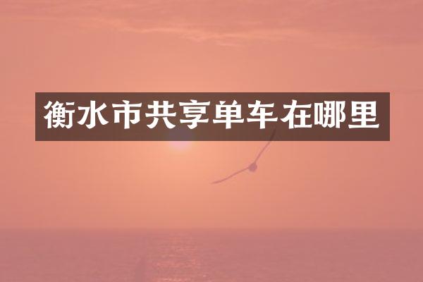 衡水市共享单车在哪里